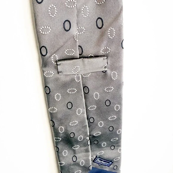 Vintage Burberrys Patterned Gray Tie with Solid Dark Gray and Dotted White Ovals - Picture 6 of 11
